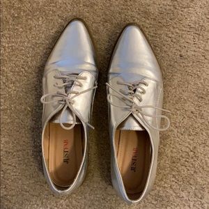 Just Fab Silver Oxfords